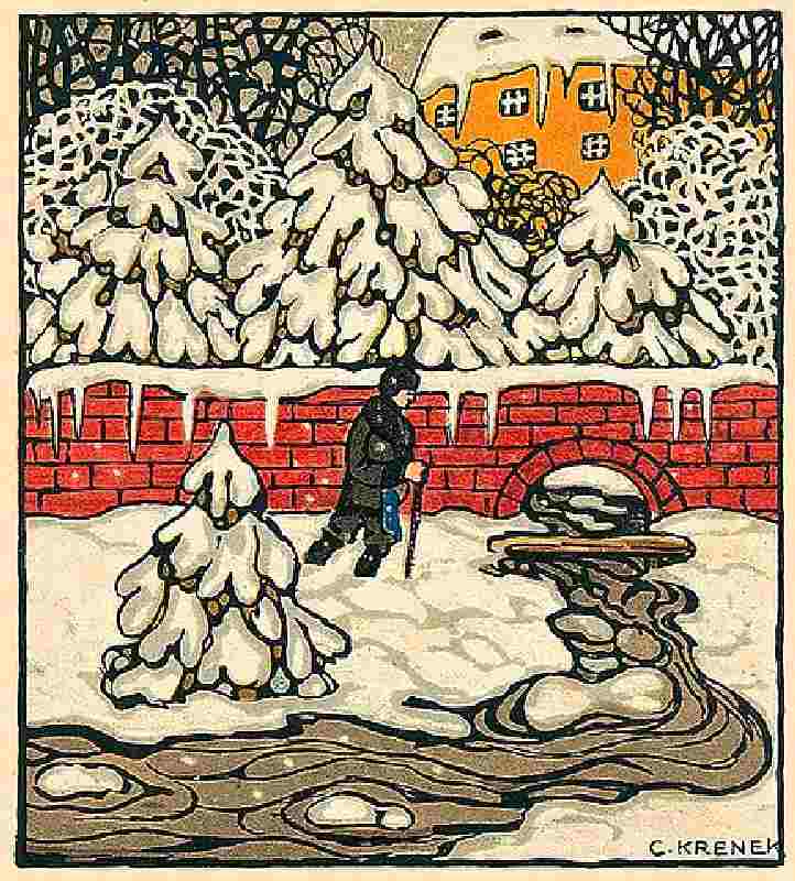 Merry Christmas! Christmas card of the Wiener Werkstätten, No. 763 from Carl Krenek