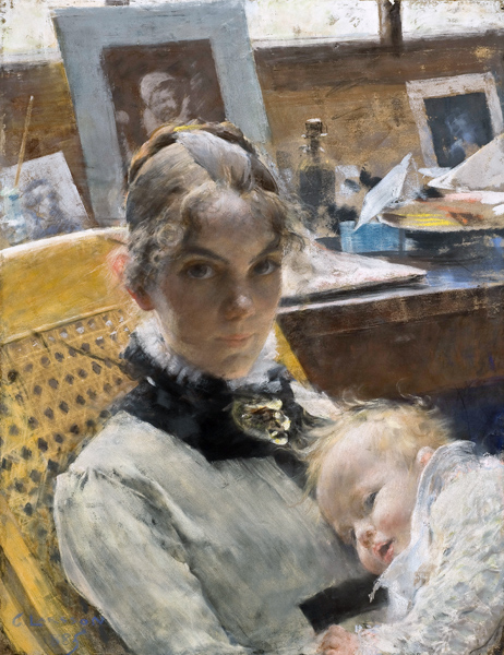 A Studio Idyll: The Artist's Wife and their Daughter Suzanne from Carl Larsson
