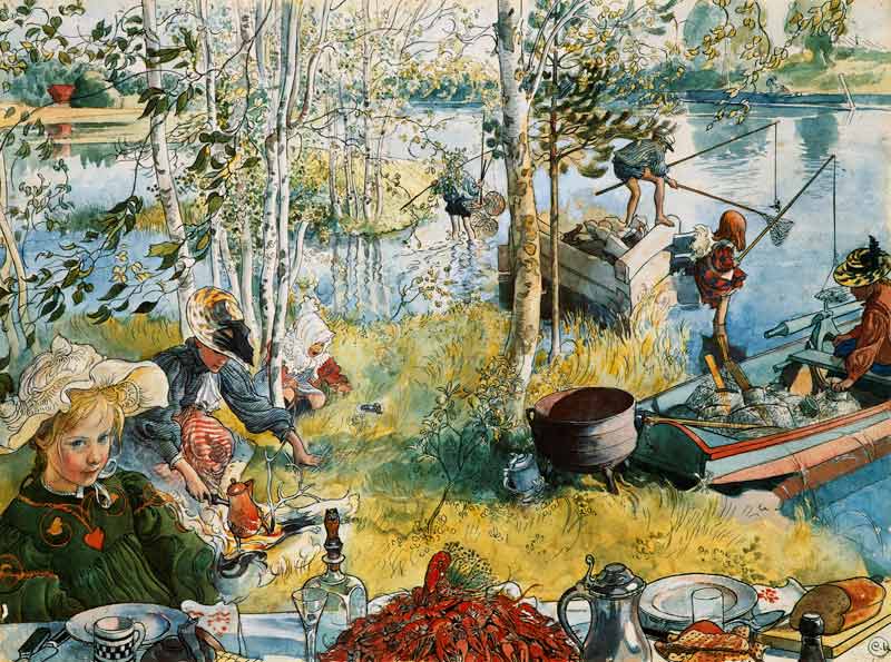 Hvilken en Anger Sprede Crayfishing, from 'A Home' series - Carl Larsson as art print or hand  painted oil.