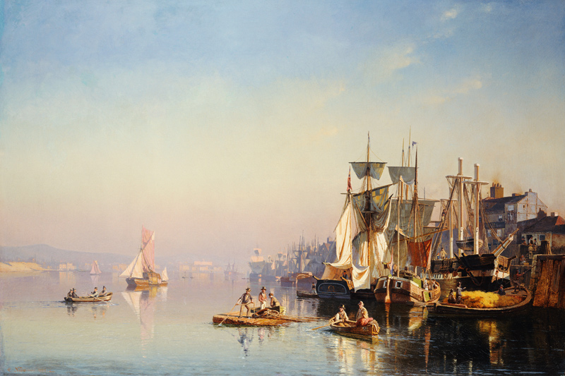 Fischerboote und Kähne auf der Themse bei Greenwich. from Carl Neumann