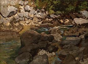 Mountain Stream with Boulders