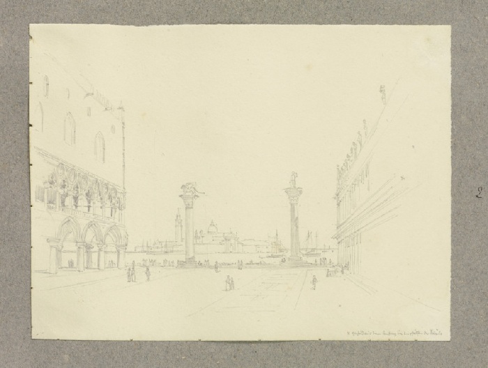 Blick über die Piazzetta des Markusplatzes, links der Dogenpalast, mittig die Säulen der Heiligen Ma from Carl Theodor Reiffenstein