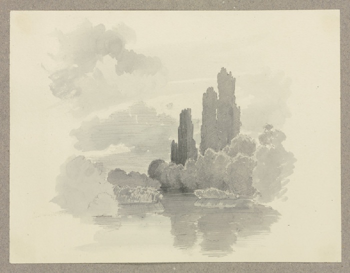 Gewässer, am Ufer Büsche und Bäume from Carl Theodor Reiffenstein