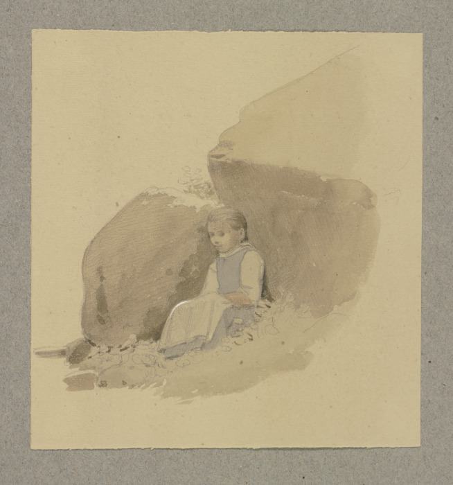 Mädchen im Schatten eines Felsens sitzend from Carl Theodor Reiffenstein