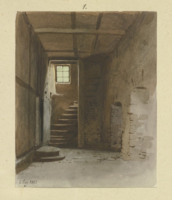 Raum mit Treppe und Fenster from Carl Theodor Reiffenstein