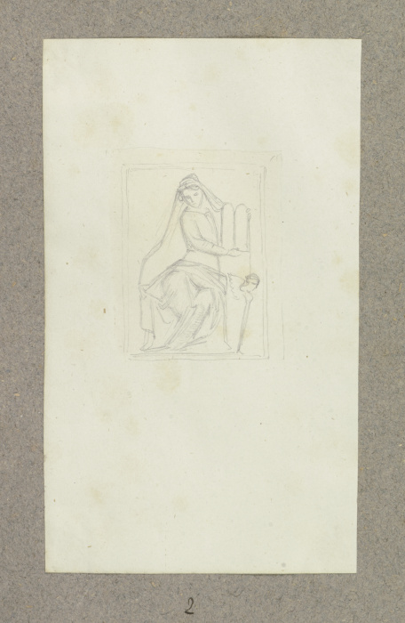 Relief mit einer allegorischen weiblichen Sitzfigur, eine Schrifttafel vorhaltend from Carl Theodor Reiffenstein