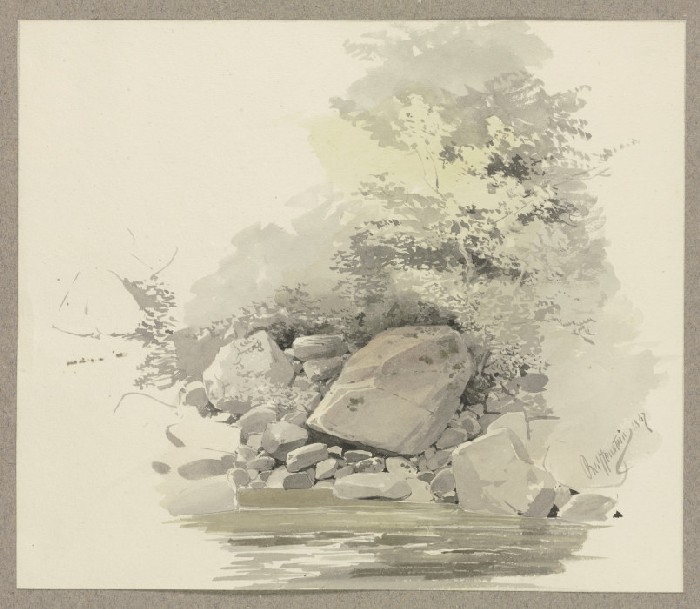 Steinblöcke an einem Gewässer from Carl Theodor Reiffenstein