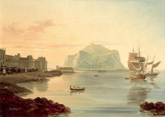 Palermo Harbour with Mount Pellegrino, 1831 (oil on canvas) from Carl Wilhelm Götzloff