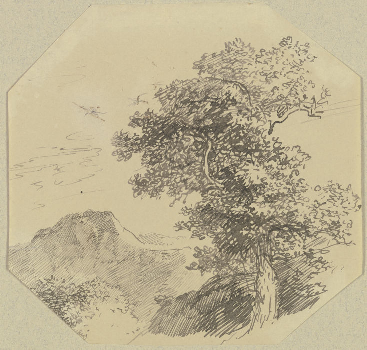Gebirgslandschaft, rechts vorne ein großer Baum from Carl Friedrich von Rumohr