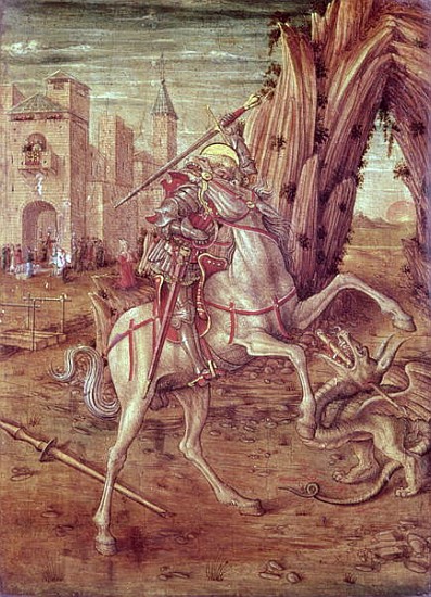 St. George and the Dragon, scene from the predella panel of the ''Madonna della Rondine'' altarpiece from Carlo Crivelli