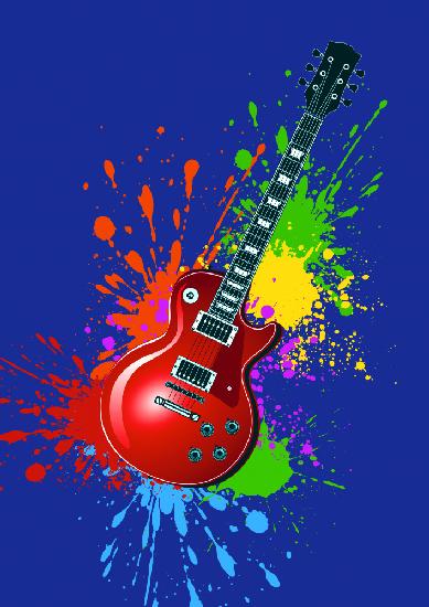 Electric Guitar Pop Art Colours (h)