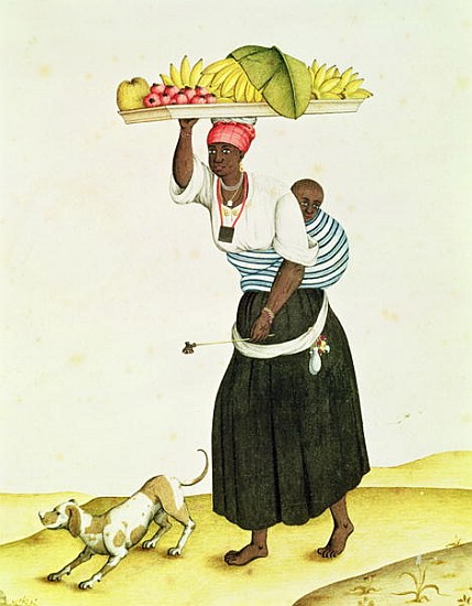 A Woman Carrying a Tray of Fruit on her Head from Carlos Juliao