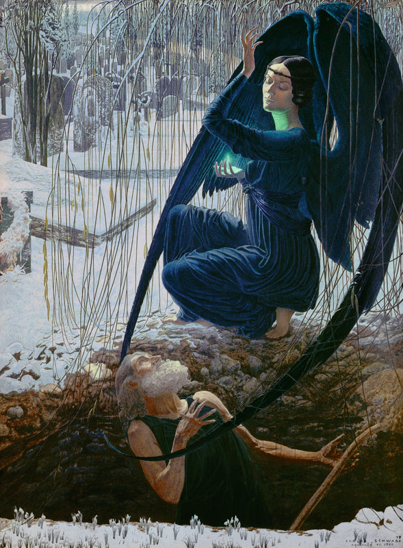 The grave-digger and the death angel from Carlos Schwabe