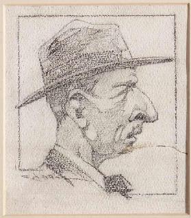 A Man wearing a Hat (pencil on paper)