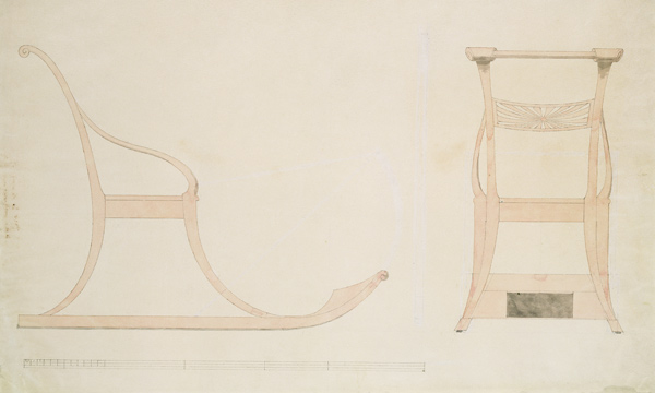Chair for a Sleigh (pen with reddish w/c on paper) from Caspar David Friedrich