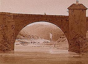 Riverside with stone bridge from Caspar David Friedrich