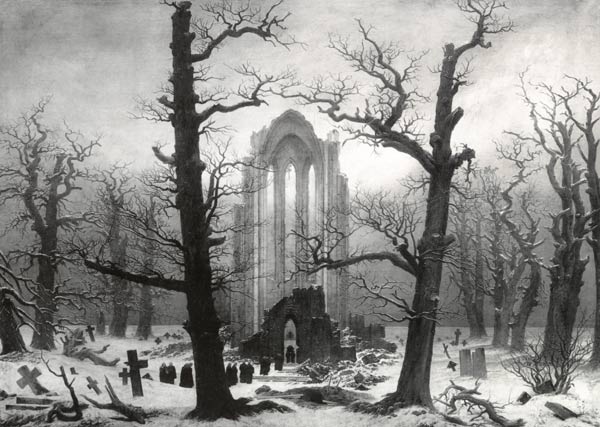 Cloister Cemetery in the Snow (burned 1945) historic photo (1902) from Caspar David Friedrich