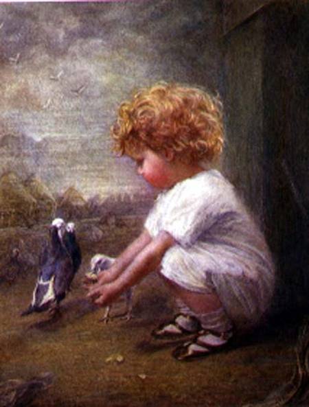 Little Girl feeding Pigeons from Catherine P. Brooker