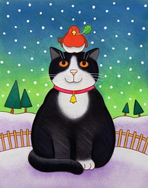 Cat with Robin (w/c on paper)  from Cathy  Baxter