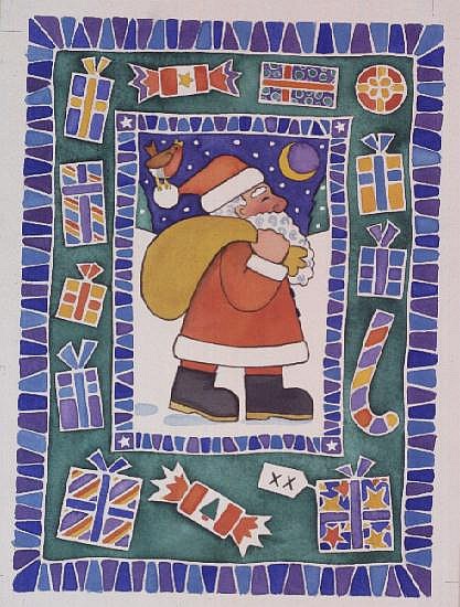 Father Christmas With His Presents, 1995 (w/c)  from Cathy  Baxter