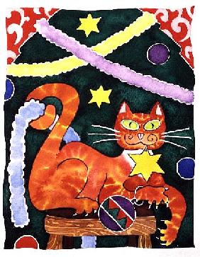 Christmas Cat with Decorations 
