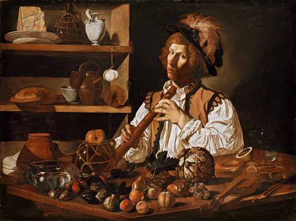 Interior with a Still Life and a Young Man Holding a Recorder from Cecco de Caravaggio
