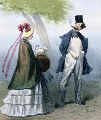 'We gentlemen all love virtuous maidens', caricature depicting a bounder or cad admiring a pretty gi from Cham