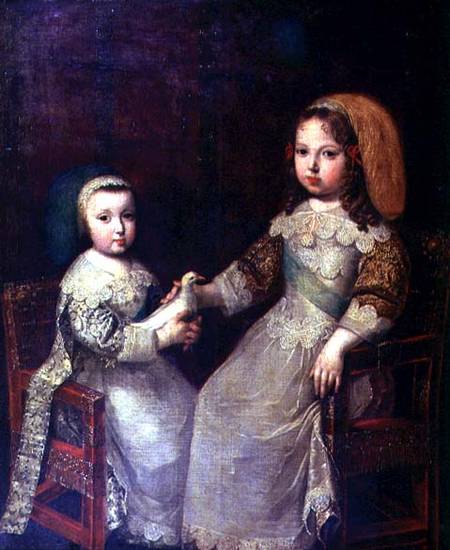 King Louis XIV (1638-1715) as a child with Philippe I from Charles Beaubrun