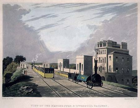 View of the Manchester and Liverpool Railway, taken at Newton, 1825, engraved by Havell from Charles Calvert