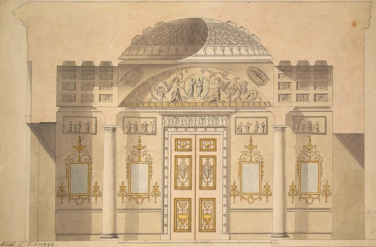 Elevation of the Mirror Wall in the Jasper Study of the Agate Pavilion at Tsarskoye Selo from Charles Cameron
