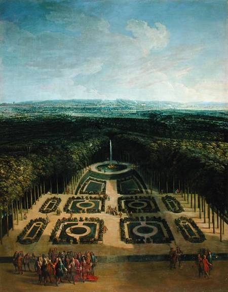 Promenade of Louis XIV (1638-1715) in the Gardens of the Grand Trianon from Charles Chastelain