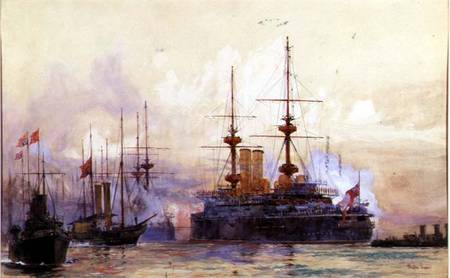 The Prince George at Spithead. The Naval Requiem of Queen Victoria from Charles Edward Dixon