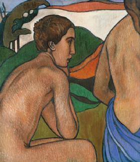 Seated Male Nude in a Landscape