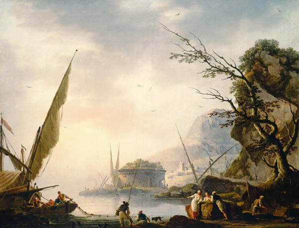 A southern coastal scene from Charles Francois Lacroix de Marseille