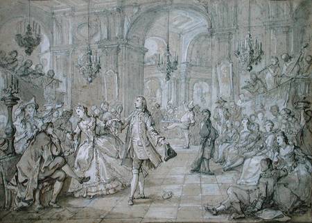 A Masquerade Ball (pen & ink on paper) from Charles Joseph Natoire