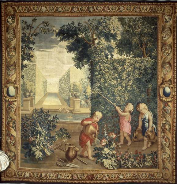 Boys as gardeners / Tapestry C18 from Charles Le Brun