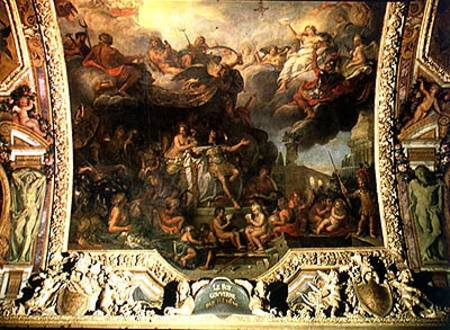 King Louis XIV (1638-1715) Governing Alone in 1661, Ceiling Painting from the Galerie des Glaces from Charles Le Brun