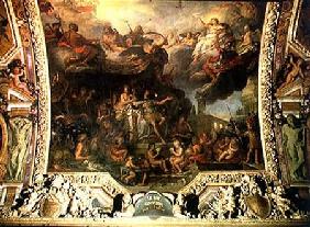 King Louis XIV (1638-1715) Governing Alone in 1661, Ceiling Painting from the Galerie des Glaces