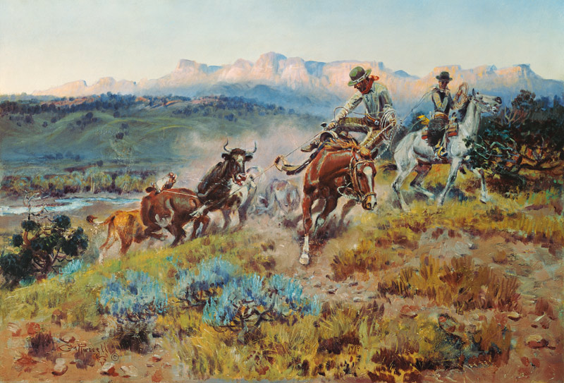 Cowboys when capturing a herd from Charles Marion Russell