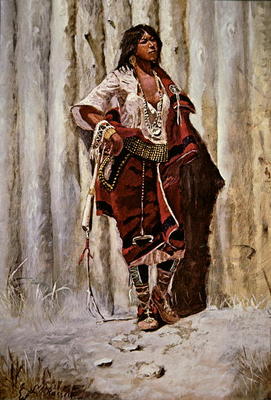 Indian Maid at the Stockade (oil on canvas) from Charles Marion Russell