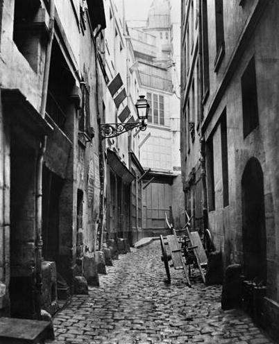 Rue du Haut Moulin, from rue de Glatigny, Paris, 1858-78 (b/w photo)  from Charles Marville