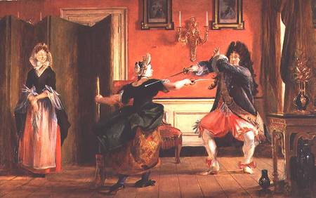 Jourdain Fences his Maid, Nicole with his Wife Looking on. Scene From 'Le Bourgeois Gentilhomme', Ac from Charles Robert Leslie