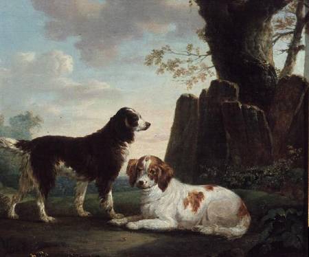 Two spaniels in a landscape from Charles Towne