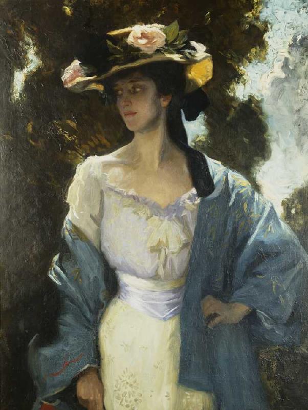 Frances Josephine Furse, Schwägerin des Künstlers, in einer blauen, orientalischen Jacke from Charles Wellington Furse