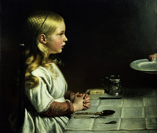 Florence Cope Saying Grace at Dinnertime from Charles West Cope