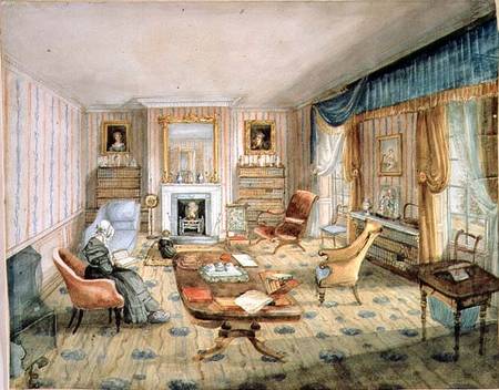The Drawing Room, White Barnes, f.55 from an 'Album of Interiors' from Charlotte Bosanquet