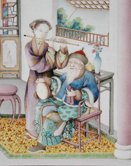 Detail from an imperial Canton panel, Qianlong period from Chinese School