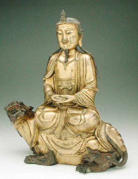 Figure of a Bodhisattva seated on a kylin, Yuan or early Ming dynasty from Chinese School