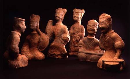 Group of Musicians, Dancers and Servants, Han Dynasty (206 BC-220 AD) from Chinese School