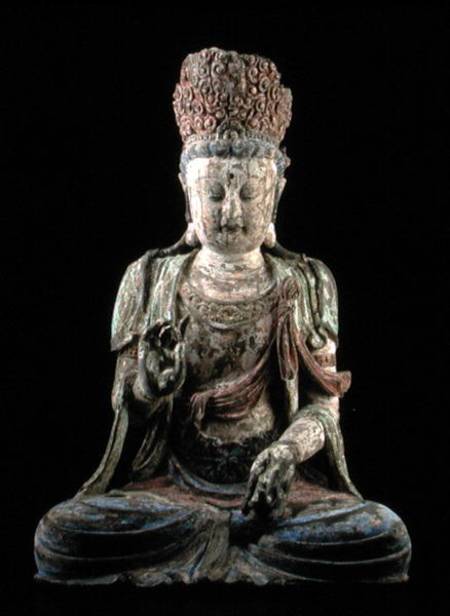 Large seated bodhisattva with hands raised from Chinese School